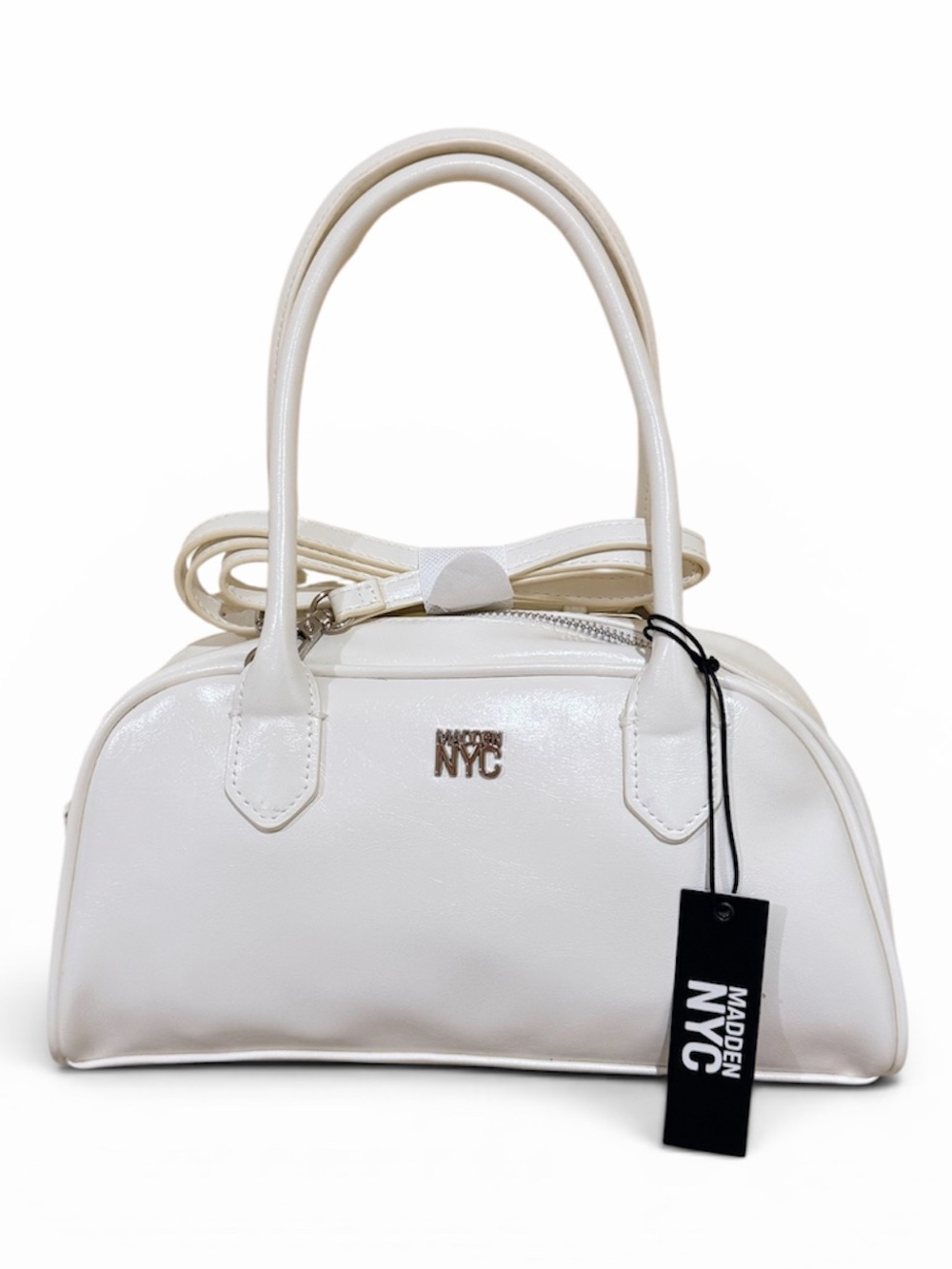 Madden NYC NWT Cream East West Bowler Satchel Bag OS